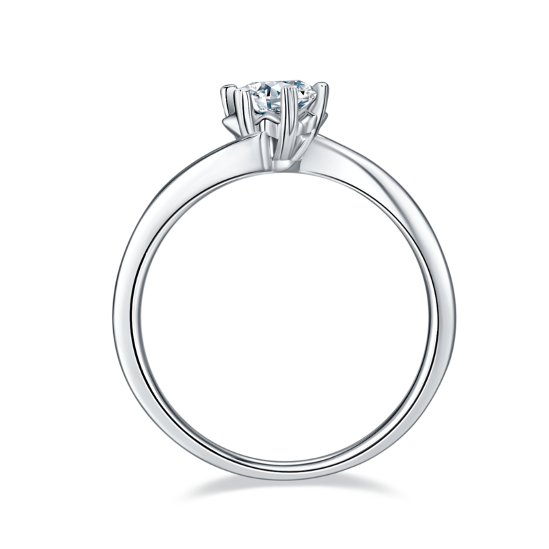 扭臂Classic雪花S925银镀白金MoissaniteWomen's Ring50分D级